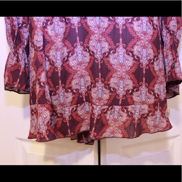 Free People Purple Bohemian Print Flounce Dress - Picture 5 of 5